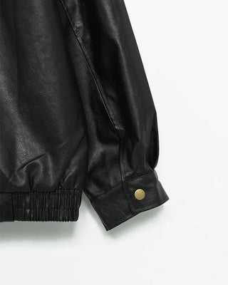 High-neck leather jacket