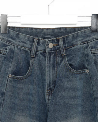 Slit denim wide-leg pants