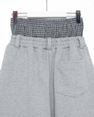(Unisex) Check Layered Belt Loop Sweatpants