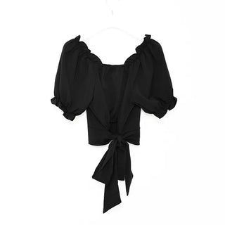 Back ribbon off-shoulder blouse