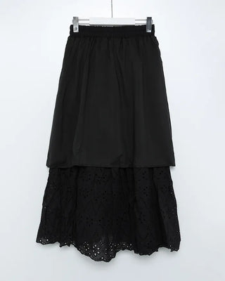 Perforated lace maxi skirt