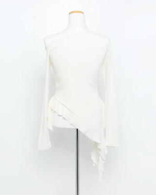 Off-shoulder asymmetrical T-shirt