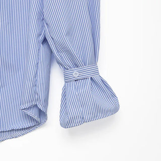 Puff-sleeve striped blouse
