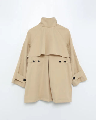 High-neck trench half coat