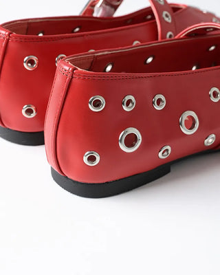 Perforated Mary Jane Flat Shoes