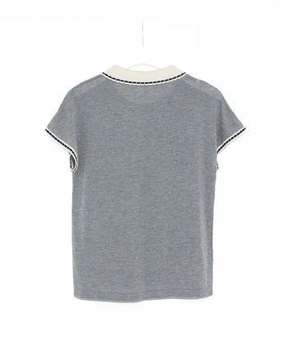 Stitched two-tone short-sleeved knit