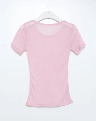 See-through layered half T-shirt
