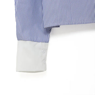 Striped two-tone cropped shirt