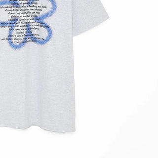 (Unisex) Spray Flower Lettering Long Half T-Shirt