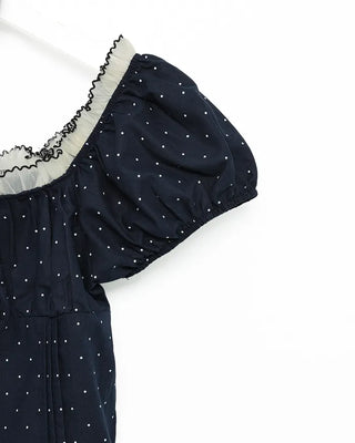 (Set) Polka Dot Puff Blouse and Scrunchie