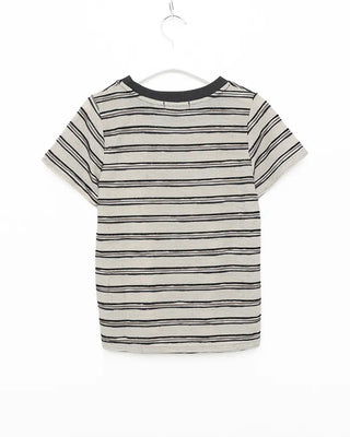 Two-tone border half-sleeve T-shirt