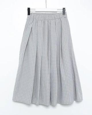 Checked pleated midi skirt