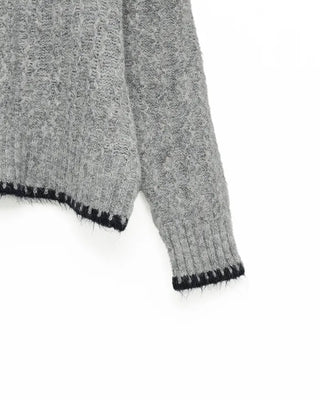 V-neck two-tone cable knit sweater
