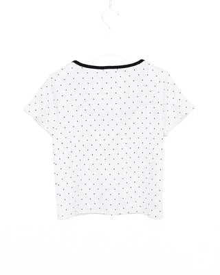 Two-tone ribbon dot T-shirt