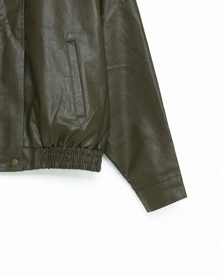 Zip-fly leather blouson jacket