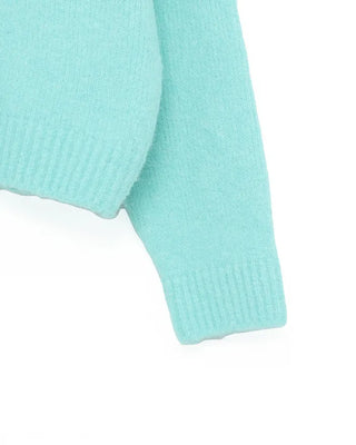 Drop-shoulder wool-blend knit sweater