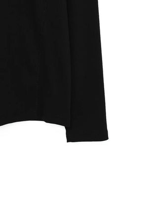 Ribbed round neck long-sleeve T-shirt