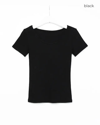 Jewel Neck Modal Half T-Shirt