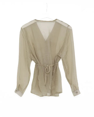 Collarless sheer blouse