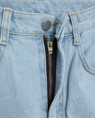 Washed straight denim pants