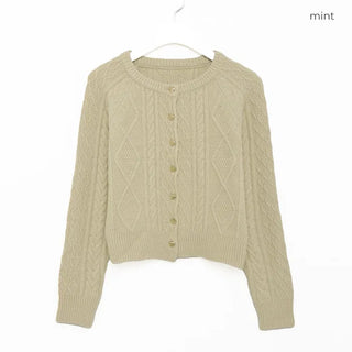 Gold heart button cable cardigan