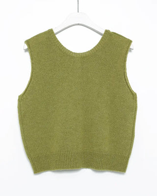 Round neck marble button knit vest