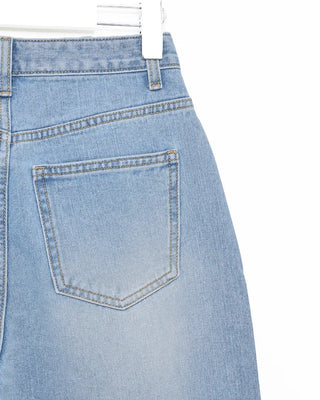 Whiskered Wash Wide Denim Pants