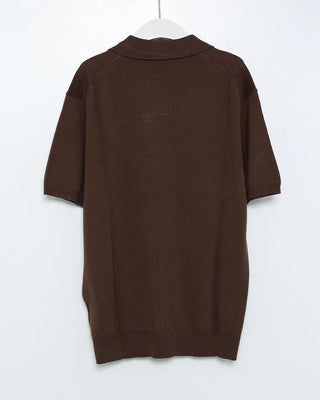 Tencel open-collar short-sleeve knit t-shirt