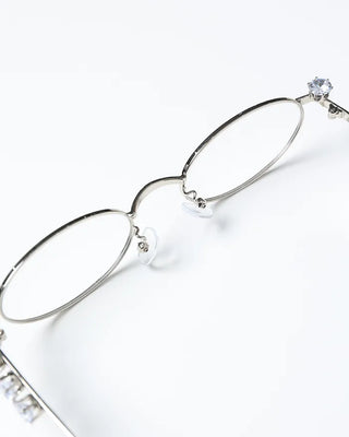 Cubic round-shaped metal frame glasses