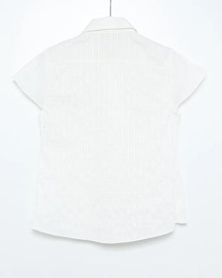 Flower stripe flared cap sleeve blouse