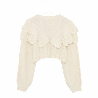 Double ruffle knit cardigan