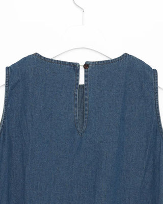 Round neck denim midi dress