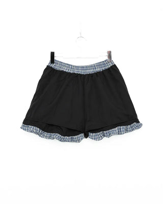 Belted check balloon mini skirt