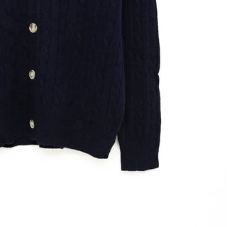 (Unisex) Cable Button Collar Cardigan