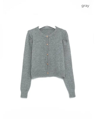 Gold Button Puff Cardigan