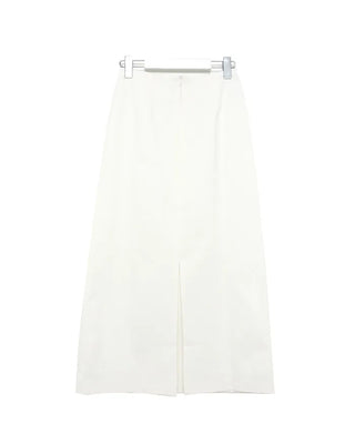 Back-slit cotton long skirt