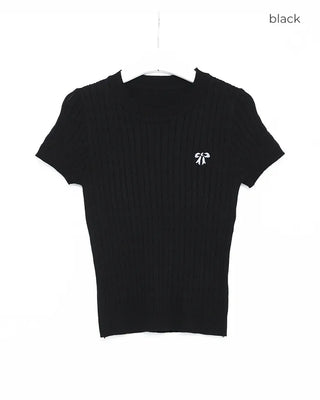 Ribbon Stitch Half-Sleeve Knit