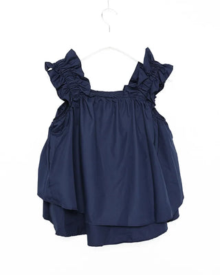 Shirred strap square neck blouse
