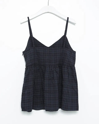Checked V-neck camisole with peplum silhouette