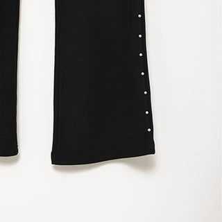 Side-studded knit flared pants