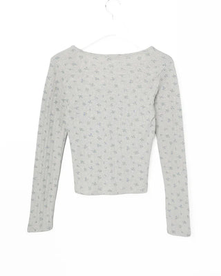 Flower detail button t-shirt
