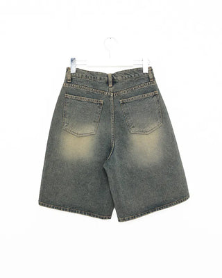 Vintage Wash Half Denim Pants