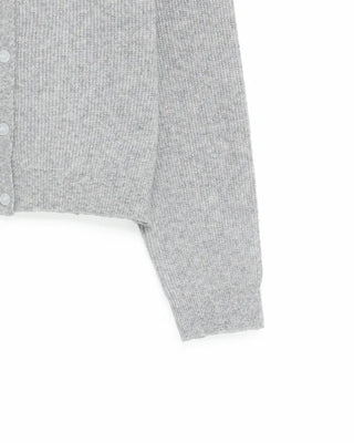 Ribbed crew neck cardigan