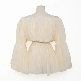 Off-shoulder chiffon blouse dress
