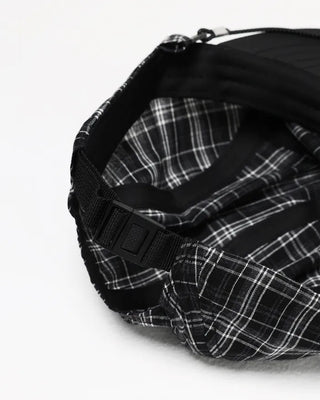 Checkered cap with drawstring