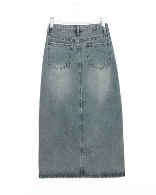 Long slit denim skirt