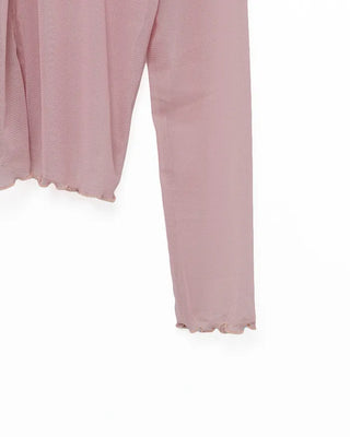 Ribbon sheer long-sleeve T-shirt