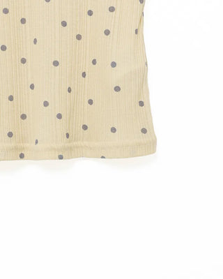 Boat neck polka dot ribbed long T-shirt