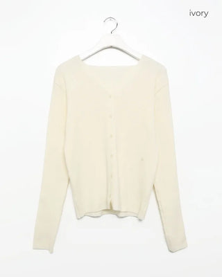 V-neck side-button cardigan