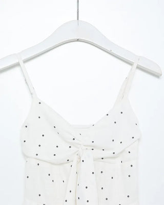Bust Ribbon Dot Sleeveless Top & Cardigan Set